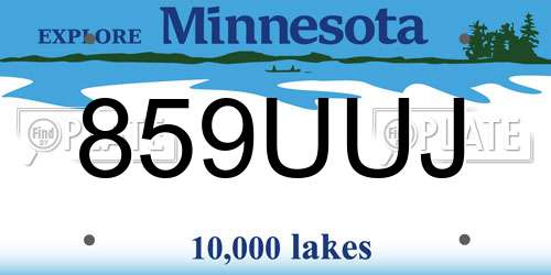 859UUJ Minnesota License Plate
