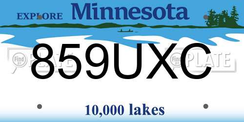 859UXC Minnesota License Plate