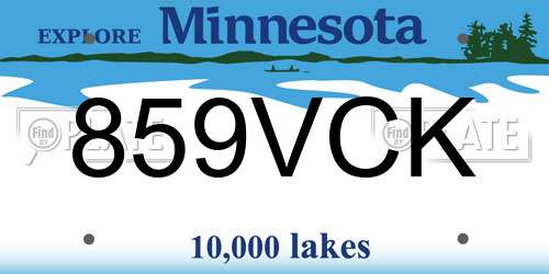 859VCK Minnesota License Plate