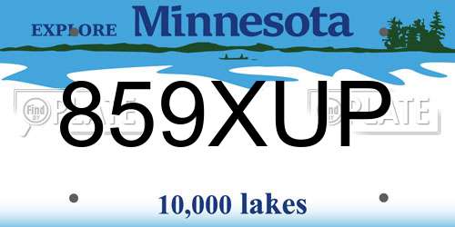 859XUP Minnesota License Plate
