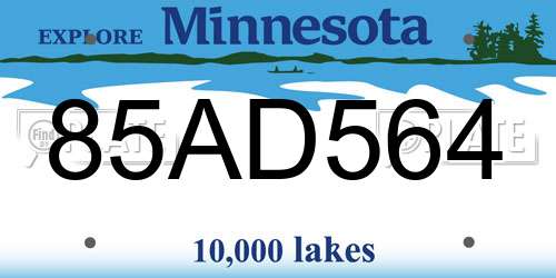 85AD564 Minnesota License Plate