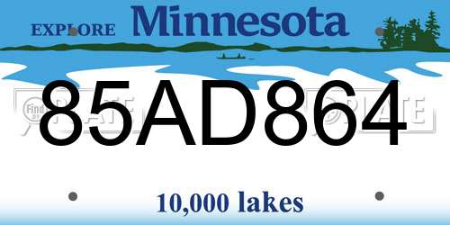 85AD864 Minnesota License Plate