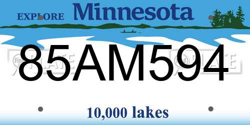 85AM594 Minnesota License Plate