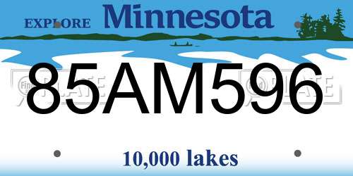 85AM596 Minnesota License Plate