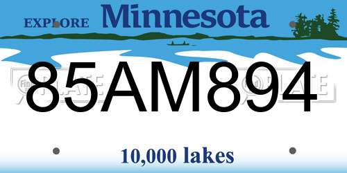 85AM894 Minnesota License Plate