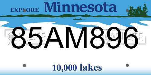 85AM896 Minnesota License Plate