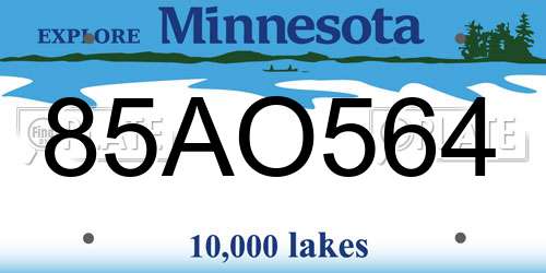 85AO564 Minnesota License Plate