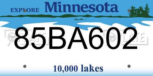85BA602 Minnesota License Plate