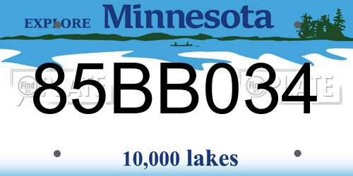 85BB034 Minnesota License Plate