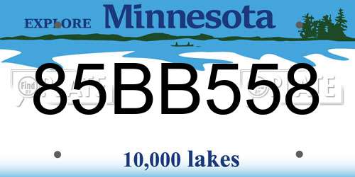 85BB558 Minnesota License Plate