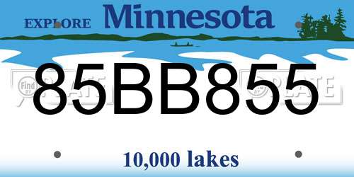 85BB855 Minnesota License Plate