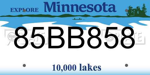 85BB858 Minnesota License Plate