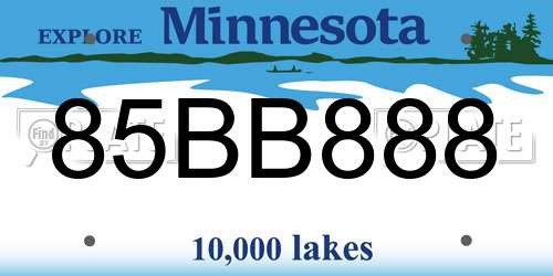 85BB888 Minnesota License Plate