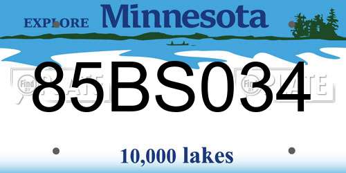 85BS034 Minnesota License Plate