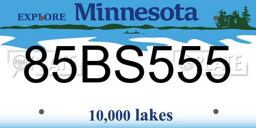 85BS555 Minnesota License Plate