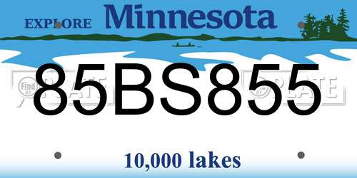 85BS855 Minnesota License Plate