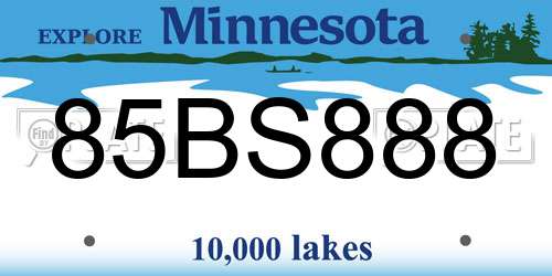 85BS888 Minnesota License Plate