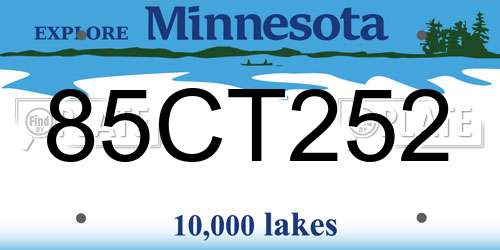 85CT252 Minnesota License Plate
