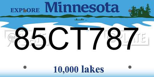 85CT787 Minnesota License Plate