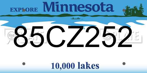 85CZ252 Minnesota License Plate