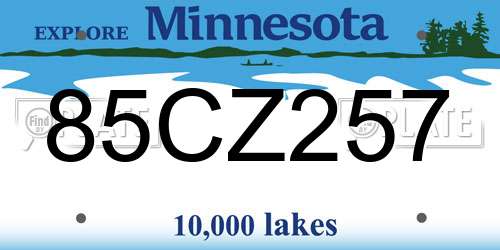 85CZ257 Minnesota License Plate