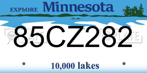 85CZ282 Minnesota License Plate
