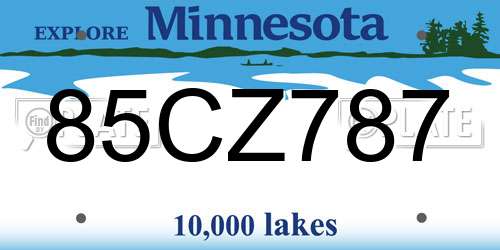 85CZ787 Minnesota License Plate
