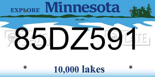 85DZ591 Minnesota License Plate