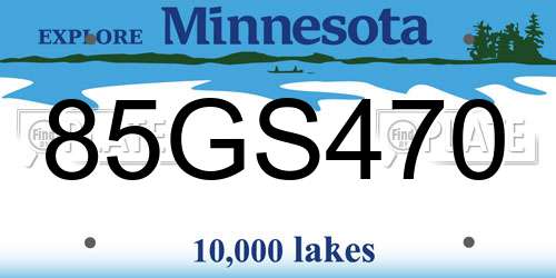 85GS470 Minnesota License Plate