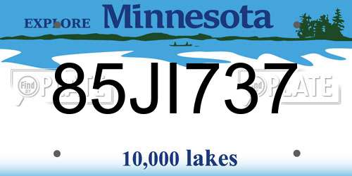 85JI737 Minnesota License Plate