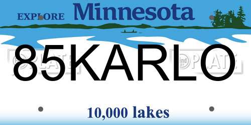 85KARLO Minnesota License Plate