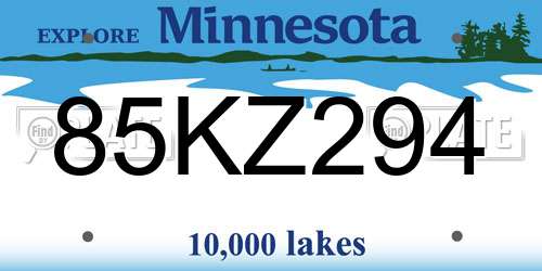 85KZ294 Minnesota License Plate