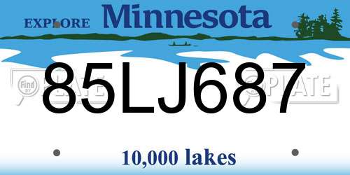 85LJ687 Minnesota License Plate