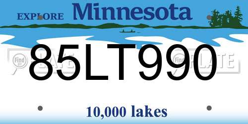85LT990 Minnesota License Plate