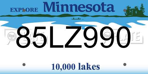 85LZ990 Minnesota License Plate