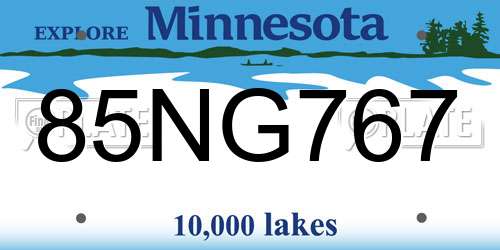 85NG767 Minnesota License Plate