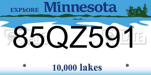 85QZ591 Minnesota License Plate