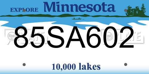 85SA602 Minnesota License Plate