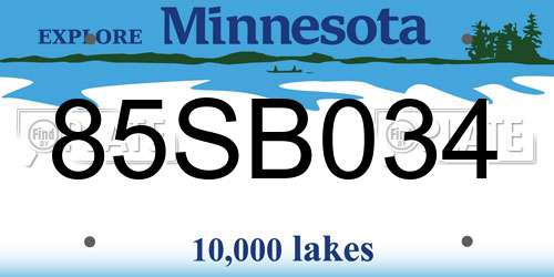 85SB034 Minnesota License Plate