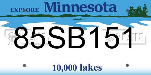 85SB151 Minnesota License Plate