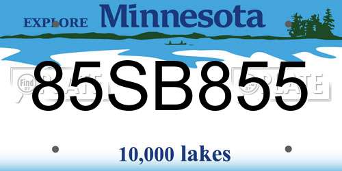 85SB855 Minnesota License Plate