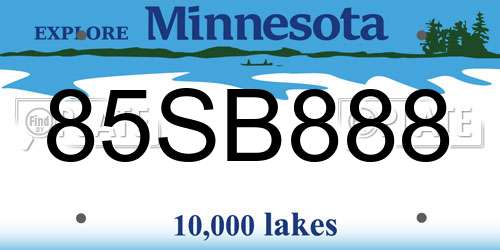 85SB888 Minnesota License Plate