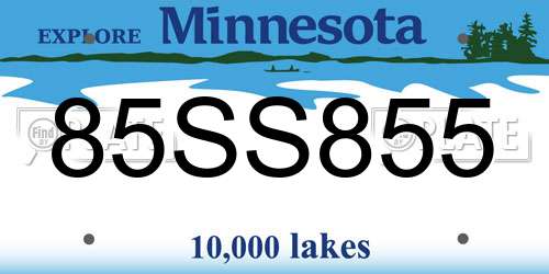 85SS855 Minnesota License Plate