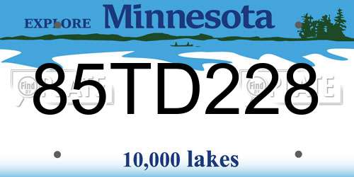 85TD228 Minnesota License Plate