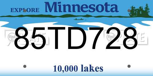 85TD728 Minnesota License Plate