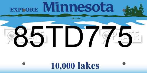 85TD775 Minnesota License Plate