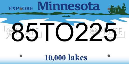 85TO225 Minnesota License Plate