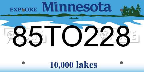 85TO228 Minnesota License Plate