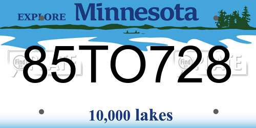 85TO728 Minnesota License Plate