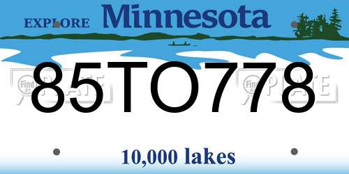 85TO778 Minnesota License Plate